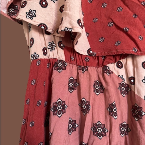 House of Harlow 1960 x Revolve | red/beige tones, patchwork boho dress | small - Picture 5 of 7
